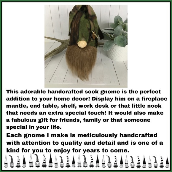 Gnome Woodland Camouflage Fleece Handmade Soft Men Farmhouse Cottage - Picture 3 of 9